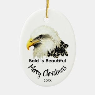 Adorno De Cerámica Águila Calva Búho Calva es Hermosa Navidad