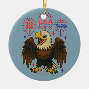 Adorno De Cerámica Águila calva con fuegos artificiales - Estados Uni