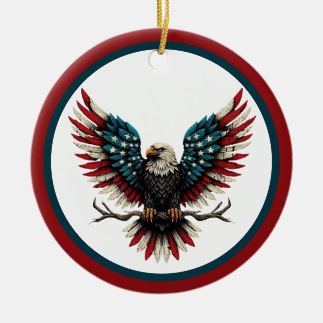 Adorno De Cerámica Águila calva norteamericana/estadounidense patriót (Frente)