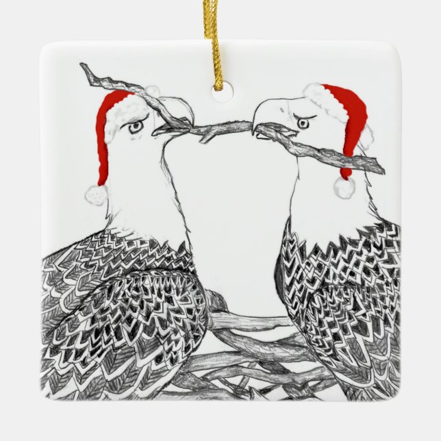 Adorno De Cerámica Aguila cuadrada Santa Ornament Harriet y M15 HOME (Anverso)