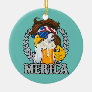 Adorno De Cerámica Águila Mullet Merica Hombres 4 de julio Americana