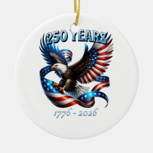 Adorno De Cerámica Águila Patriótica y Bandera 250 Años 1776-2026