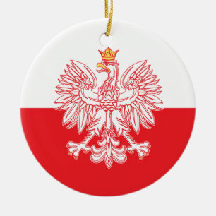 Adorno De Cerámica Águila Polaca Especulada En Rojo