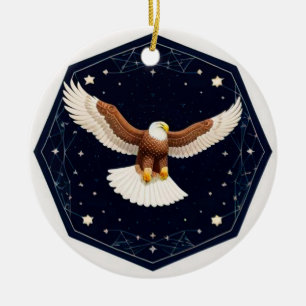 Adorno De Cerámica Águila volando contra un fondo estrellado