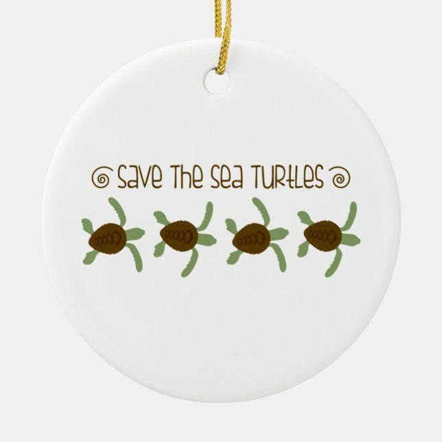 Adorno De Cerámica Ahorre las tortugas de mar (Frente)