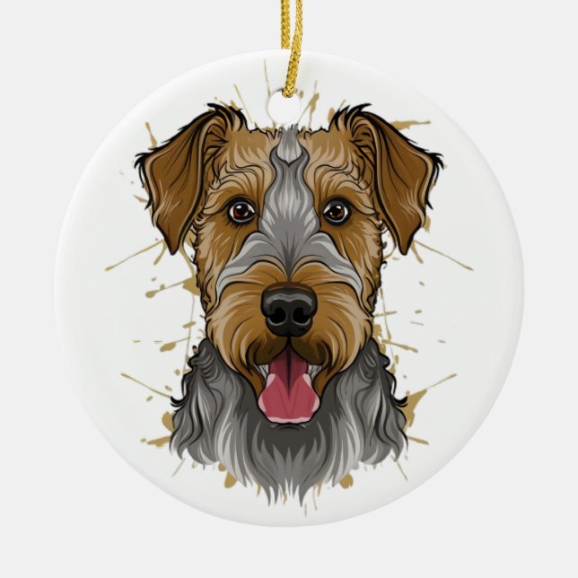 Adorno De Cerámica airedale terrier (Frente)