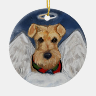 Adorno De Cerámica Airedale Terrier Angel