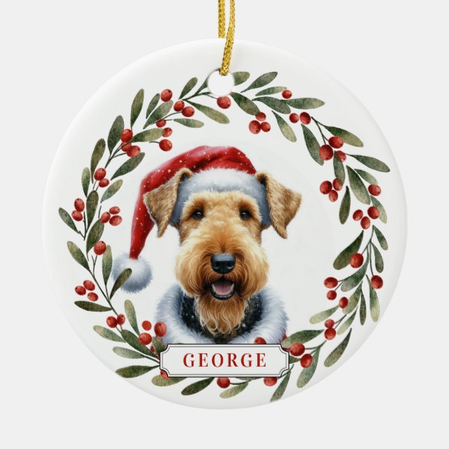 Adorno De Cerámica Airedale Terrier Dog Ceramic Circle Ornament (Frente)