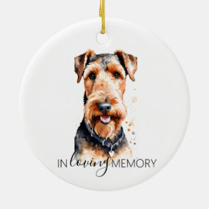 Adorno De Cerámica Airedale Terrier perro mascota memorial acuarela n