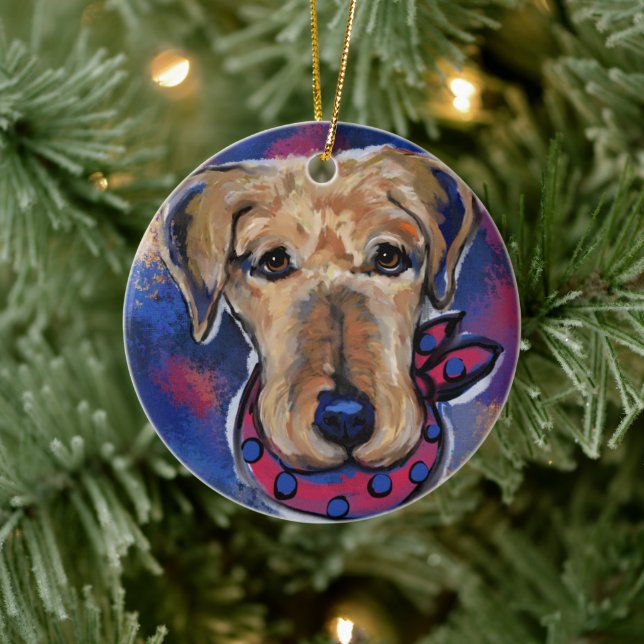 Adorno De Cerámica Airedale Terriers (Árbol)