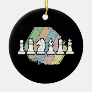 Adorno De Cerámica Ajedrez Retro