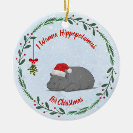 Adorno De Cerámica Ajustable "Quiero un hipopótamo para Navidad"