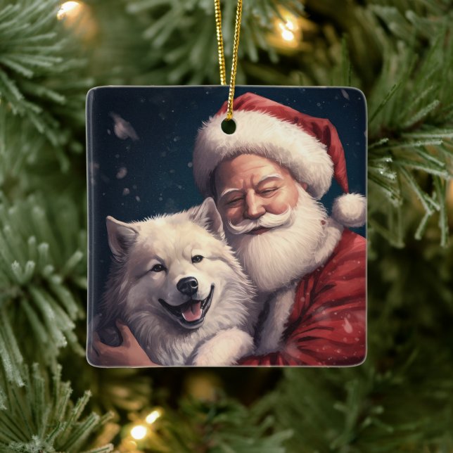 Adorno De Cerámica Akita con Navidades festivos de Santa Claus (Árbol)