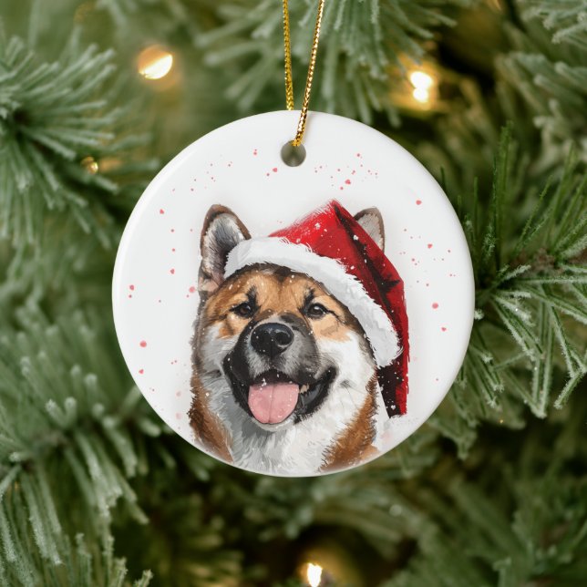 Adorno De Cerámica Akita Dog Christmas Personalized (Árbol)