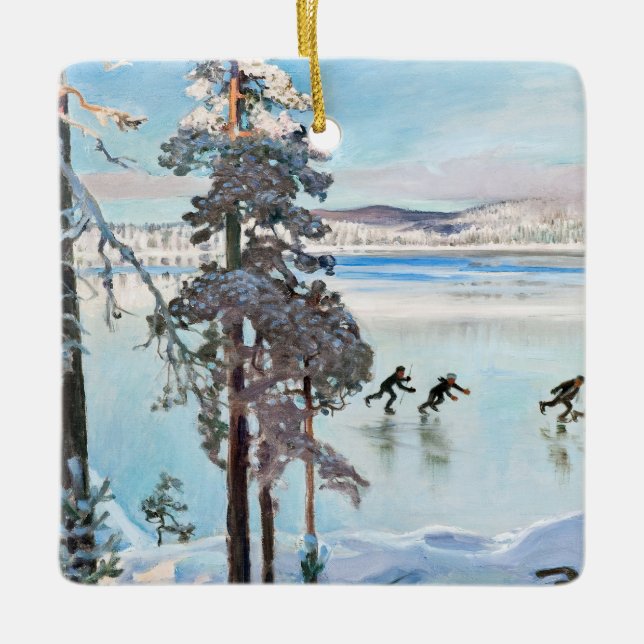 Adorno De Cerámica Akseli Gallen-Kallela - Patinadores cerca de la co (Anverso)