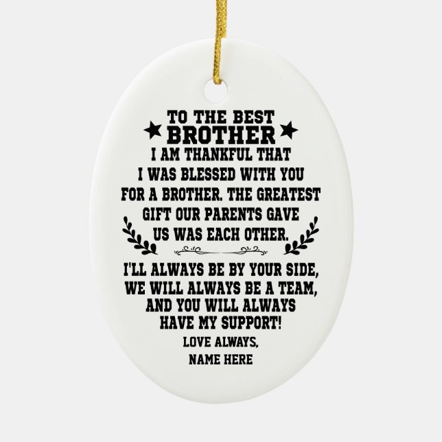 Adorno De Cerámica Al mejor hermano de hermana o hermano (Frente)