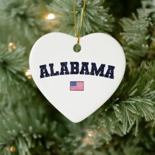 Adorno De Cerámica Alabama State USA Flag Vintage