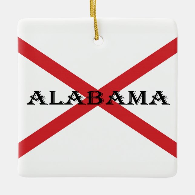 Adorno De Cerámica Alabama y Bandera Square Ornament cn (Anverso)