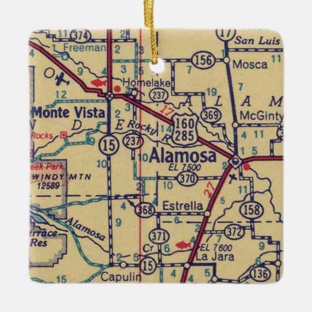 Adorno De Cerámica Alamosa CO Vintage Map (Anverso)
