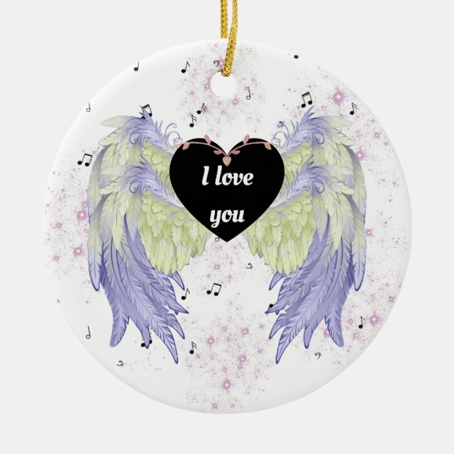 Adorno De Cerámica alas de ángulos de arco iris (Frente)