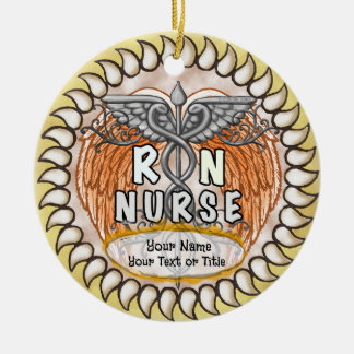 Adorno De Cerámica alas de caduceo enfermera de rn