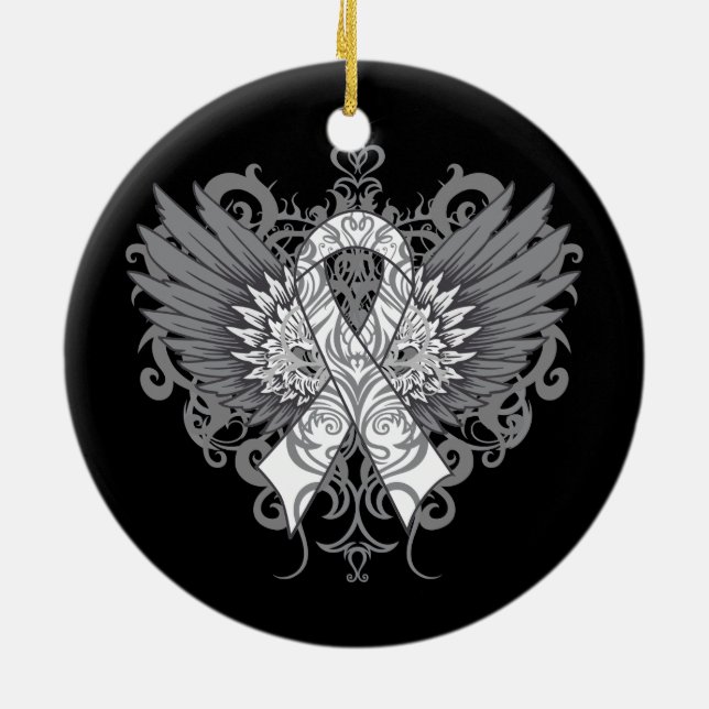 Adorno De Cerámica Alas Guay de cáncer de pulmón (Atrás)