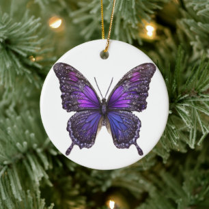 Adorno De Cerámica Alas Twinkling: Mariposa espumosa púrpura