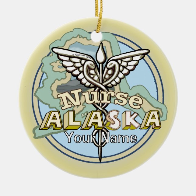 Adorno De Cerámica Alaska Nurse Caduceus (Frente)