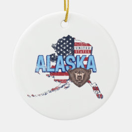 Adorno De Cerámica Alaska State Estados Unidos Map Vintage USA