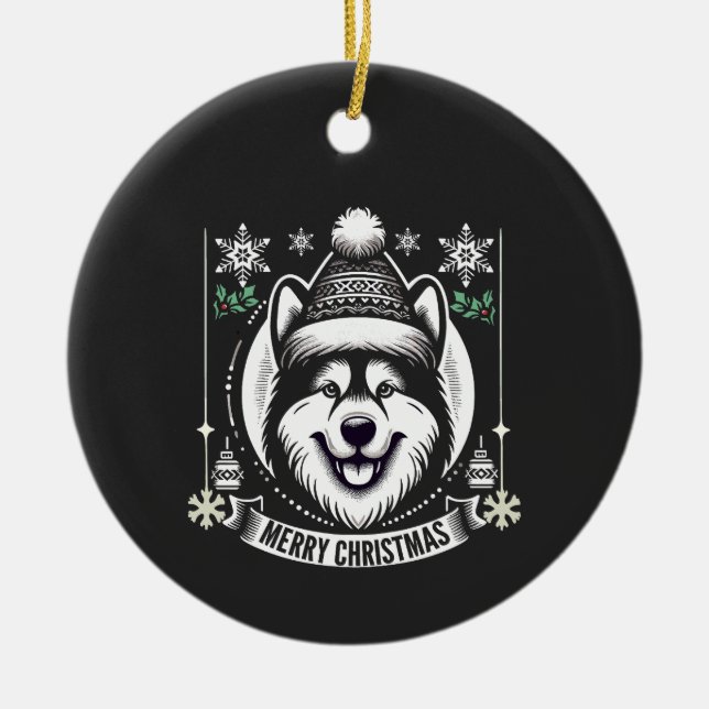 Adorno De Cerámica Alaskan husky Navidades amante del perro Regalo re (Frente)