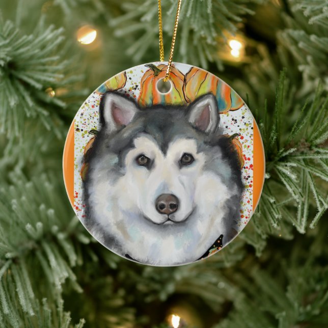 Adorno De Cerámica Alaskan Malamute (Árbol)