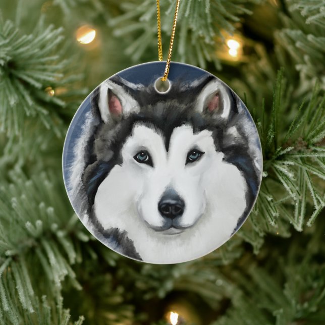 Adorno De Cerámica Alaskan Malamute (Árbol)