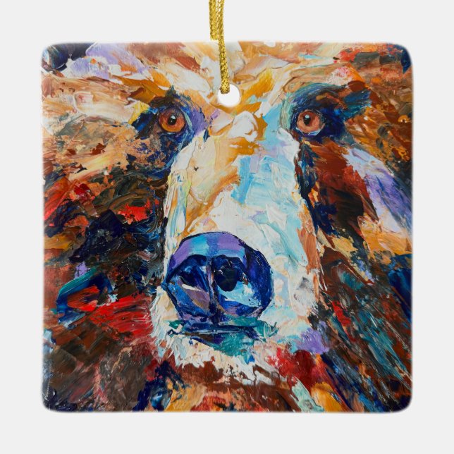 Adorno De Cerámica Alaskan ornament "In the Bear's Gaze" (Anverso)