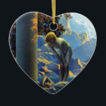Adorno De Cerámica Alba de Maxfield Parrish<br><div class="desc">La " alba" Maxfield Parrish, 1922, muestra una escena soñadora de una mujer joven que miente entre dos columnas con un paisaje azul del fondo de los lapis. La colocación sobre ella es un alcohol andrógino misterioso. Esta impresión del vintage era una del más popular de su tiempo. Comisión por...</div>