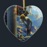 Adorno De Cerámica Alba de Maxfield Parrish<br><div class="desc">La " alba" Maxfield Parrish, 1922, muestra una escena soñadora de una mujer joven que miente entre dos columnas con un paisaje azul del fondo de los lapis. La colocación sobre ella es un alcohol andrógino misterioso. Esta impresión del vintage era una del más popular de su tiempo. Comisión por...</div>