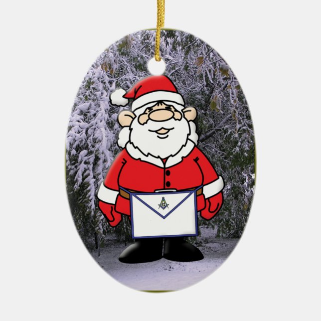 Adorno De Cerámica Albañil Santa en la nieve (Frente)