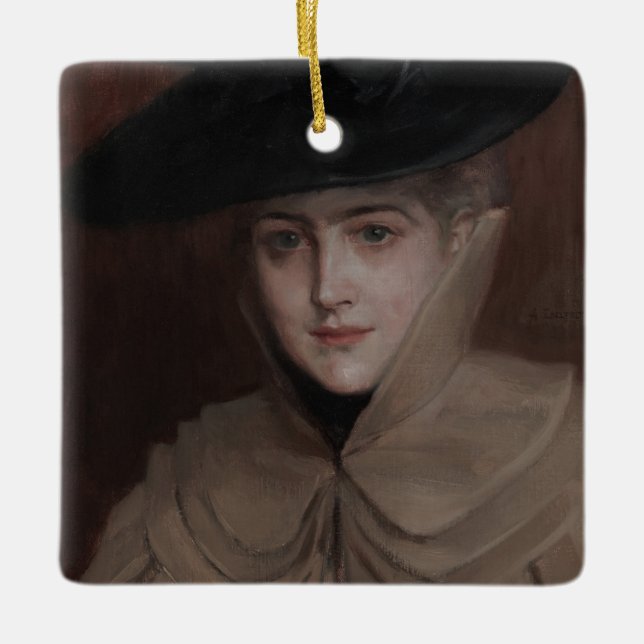 Adorno De Cerámica Albert Edelfelt - Retrato de una joven (Anverso)