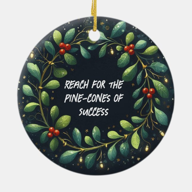 Adorno De Cerámica Alcance de los pinos-conos de los Navidades exitos (Atrás)