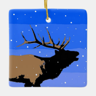 Adorno De Cerámica Alce torpe en invierno - Arte de vida salvaje orig