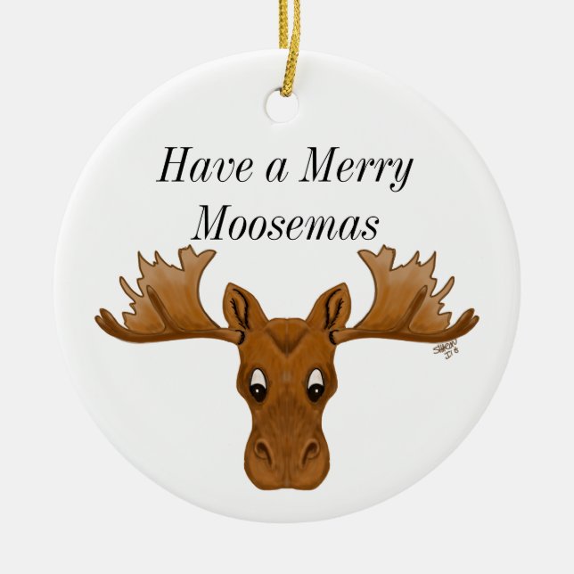 Adorno De Cerámica Alces del ornamento, felices moosemas (Frente)