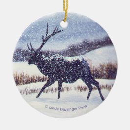 Adorno De Cerámica Alces en la nieve redonda