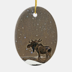 Adorno De Cerámica Alces en nieve