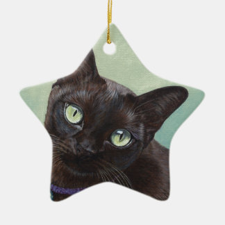 Adorno De Cerámica Alces negros del gato birmano