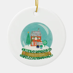 Adorno De Cerámica Aldea de Navidades de Globe con Santa Oso