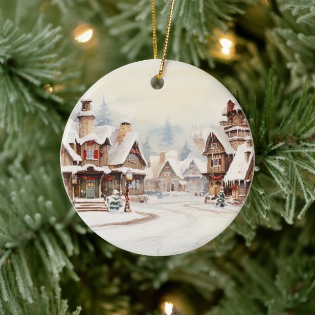 Adorno De Cerámica Aldea en un día de Navidades (Árbol)