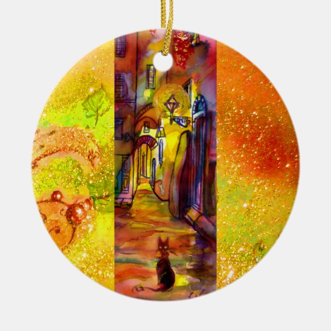 ADORNO DE CERÁMICA ALEAS MEDIEVALES POR LA NOCHE EN FLORENCIA (Frente)