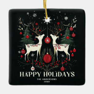 Adorno De Cerámica Alegre árbol navideño escandinavo