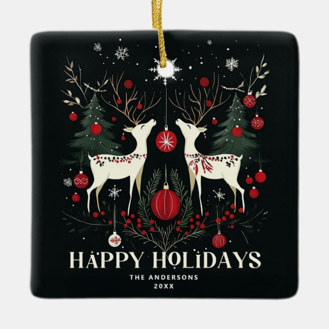 Adorno De Cerámica Alegre árbol navideño escandinavo (Anverso)