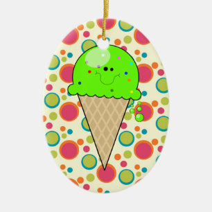 Adorno De Cerámica alegre lindo kawaii lime helado de cono