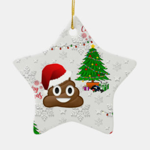 Adorno De Cerámica alegre navidad emoji poo